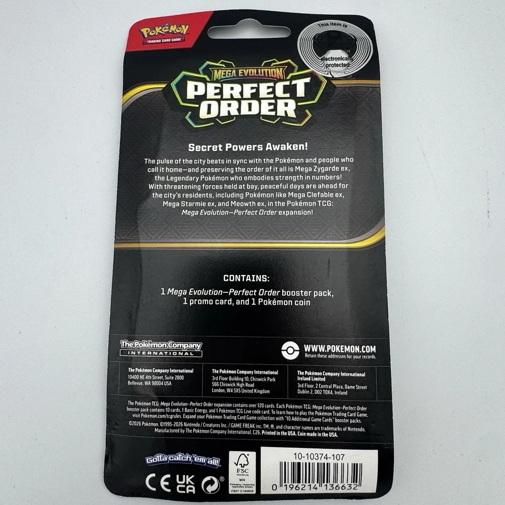 Pokemon Perfect Order ME03‎ Makuhita Booster Pack Coin Promo Sealed Random Art